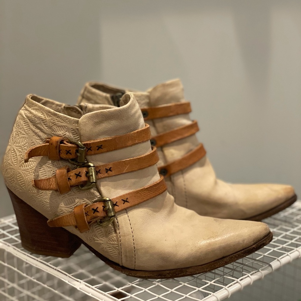 A.S. 98 leather buckle booties sz 38 or 8